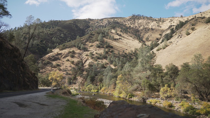 gimbal down shot of merced river in daytime