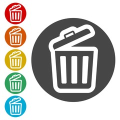 Trash bin or trash can symbol icon 