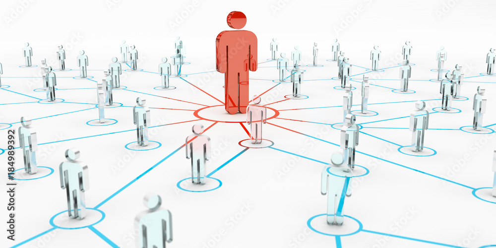Poster leader connecting a group of people 3d rendering