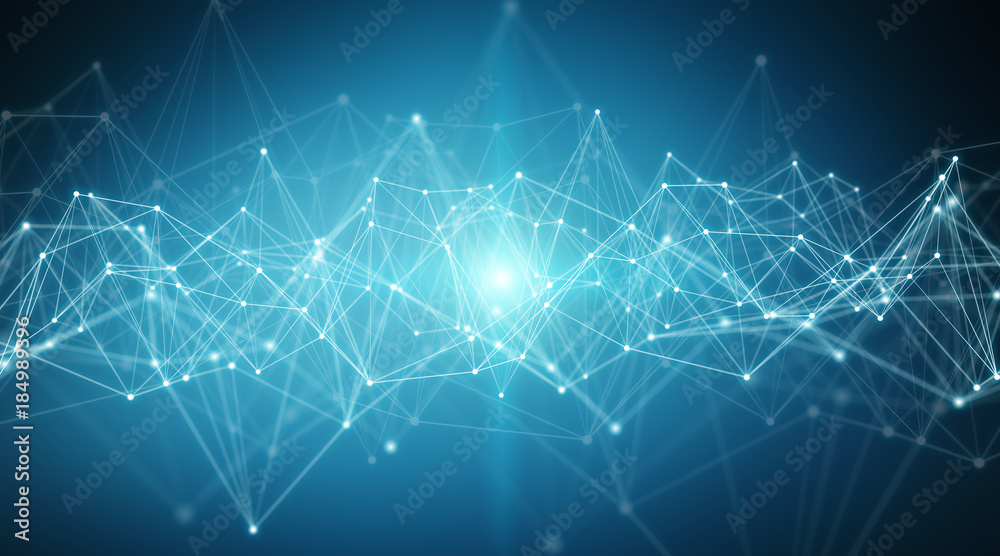 Poster Connections system and datas exchanges 3D rendering