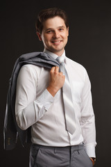 Businessman, isolated on white background. In a studio.