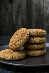 cookies on wooden texture background