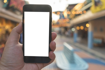 hand on smartphone Concept travel on vacation