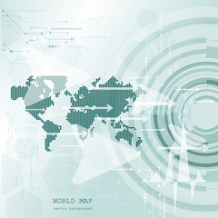 Global network connection. World map technology composition concept of global business. Vector Illustration