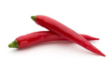 Red chilli pepper isolated on a white background.