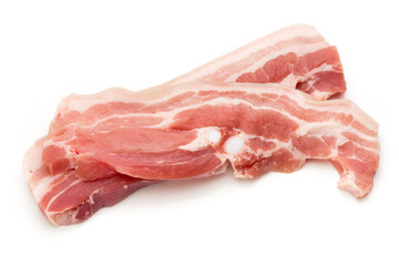 Meat pork slices isolated on the white background.