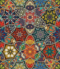 Seamless pattern. Vintage decorative elements. Hand drawn background. Islam, Arabic, Indian, ottoman motifs. Perfect for printing on fabric or paper. - 184993560