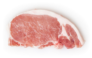 Raw pork meat isolated on white background
