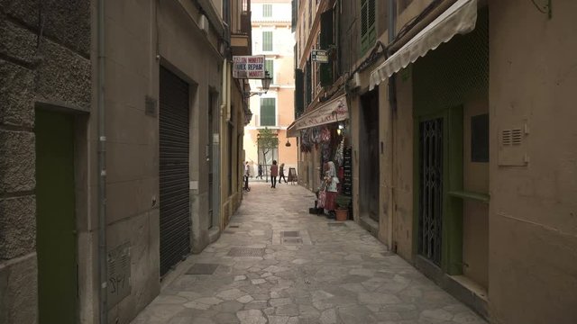 Narrow street in the Palma de Mallorca, Balearic islands, Spain