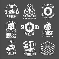 modern printer badges, logotypes and icons