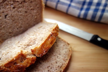 Fresh rye bread slice, small depth of field