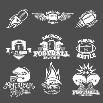 Set of  american football logo labels