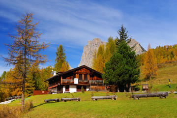 Beautiful autumn landscape in the Dolomites, Italy, Europe