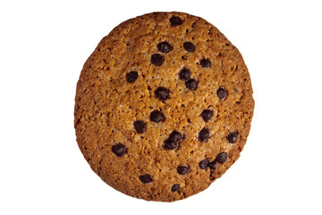 Chocolate chip cookie isolated on white background