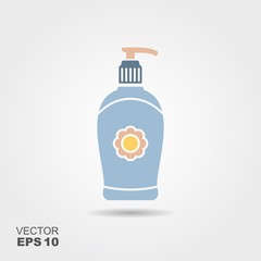 Plastic bottle with dispenser for the cream, lotion or liquid soap