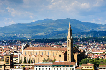 Fototapeta na wymiar View of Florence and Pazzi Chapel, Italy