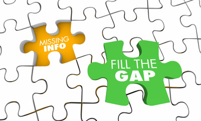 Missing Information Puzzle Fill Gap Knowledge 3d Illustration