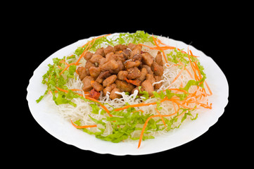 Chinese food. Fried pork, clipping path.