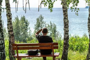 Fototapeta premium Summer landscape with a view of the river Ob. Siberia, Russia
