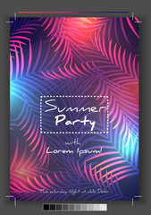 Summer Party Flyer Design with Palmtrees - Vector Illustration - 184998370
