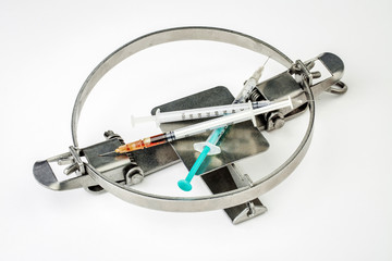 Hunt trap  on white background. danger concept