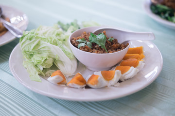 Fresh chili dip with salted egg Thai food