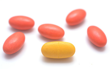 medical abstract: pills on white background