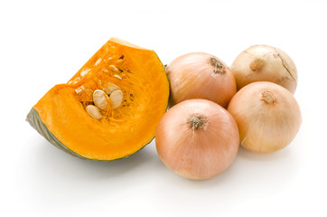 野菜（カットカボチャ、タマネギ）