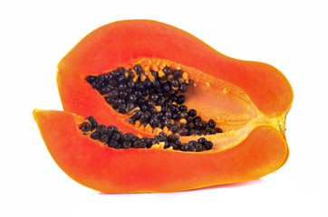 papaya slice isolated on white background