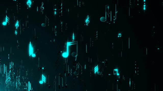 Abstract background with musical notes. Seamless loop