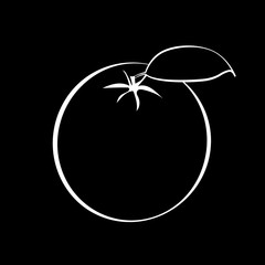 Fresh ripe oranges with leaves. Black fruit with white stroke. B