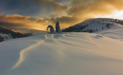 beautiful winter landscapes in mountains