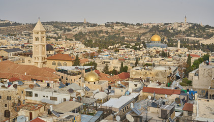 Fototapeta premium panorama of the old city from the Tower of David in Jerusalem, Israel