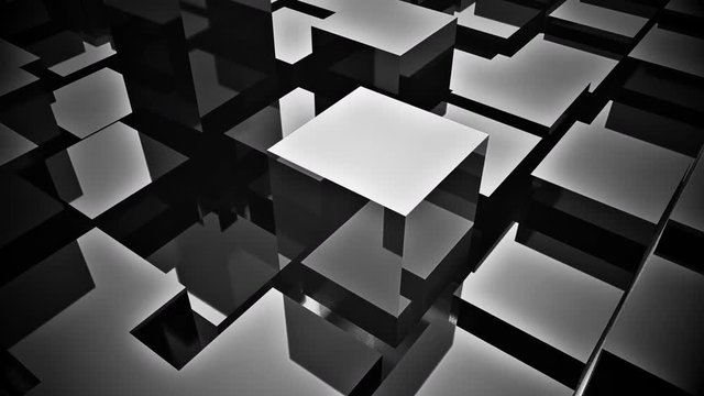 4k,abstract 3d metal cubes animation background.