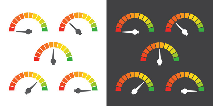 Meter signs infographic gauge element from red to green vector illustration