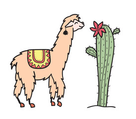 Vector illustration. Cute character lama © pikovit