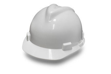 White hard hat for protect head isolate on white background with clipping path.