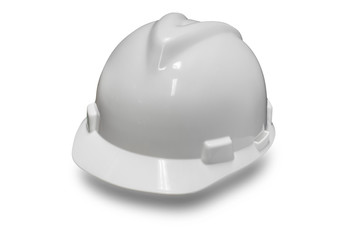 Fototapeta premium White hard hat for protect head isolate on white background with clipping path.