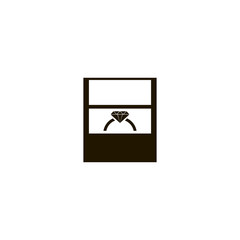 Wedding ring in gift box icon. flat design