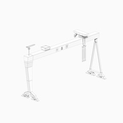 Harland & Wolff Gantry Crane in thin line style. 3d illustration