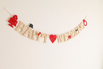 Handmade Garland for Party with words : HAPPY WEDDING