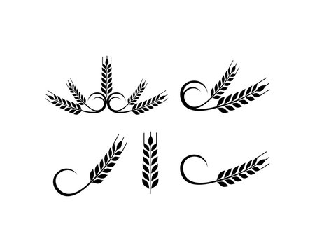 Black Wheat Food for Bakery Shop Symbol Vector Logo Set