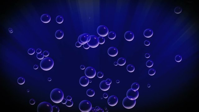 Animated blue bubbles rising in water motion background