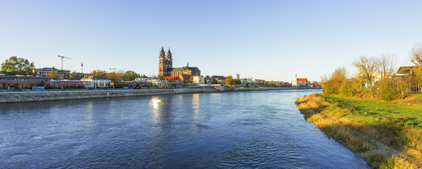 Fototapeta na wymiar Dom und Elbe in Magdeburg