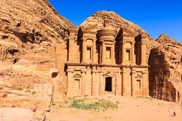 Foto op Plexiglas The Monastery Ad Deir monumental building carved out of rock in the ancient city of Petra © pwollinga
