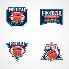 Set of American Football Logo Template. Vector College Logos Illustration