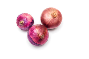 Colorful round balls onions and as a herb with many benefits is isolated and white background