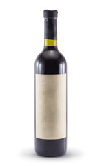A bottle of wine isolated on a white background
