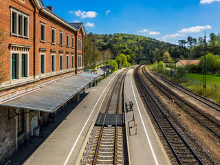 Fototapeta na wymiar train station in blausbeuren, germany