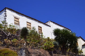 Old historical houses in Icod de los Vinos,Tenerife,Canary Islands,Spain.Tenerife typical ancient buildings.